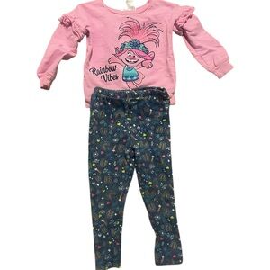 Trolls Poppy Pink Sweatshirt & Leggings Outfit, Size 3T Toddler Girls
